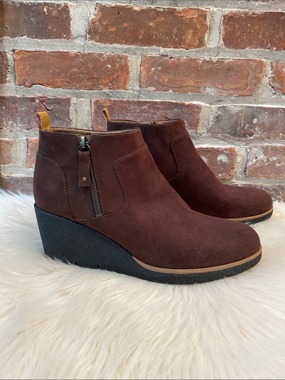 DR SCHOLLS Bianca Comfort Lightweight Almond Toe Wedge Booties, 9.5